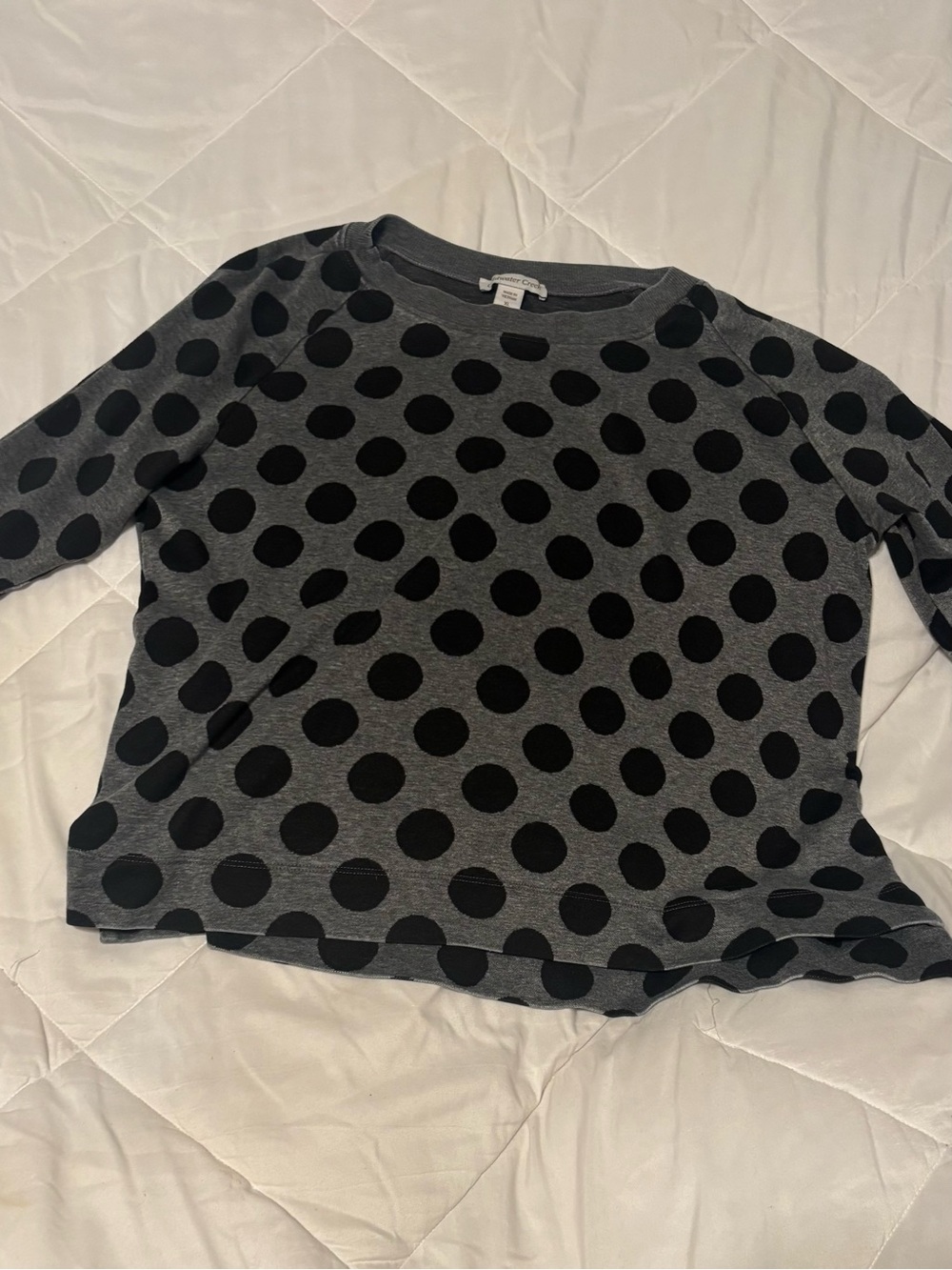 Coldwater Creek Gray Crewneck Sweater with Black Polka Dots women’s xl 16